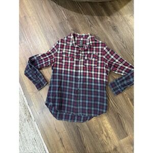 Cult of Individuality Shirt Mens Medium Plaid Distressed Pearl Snap Flannel